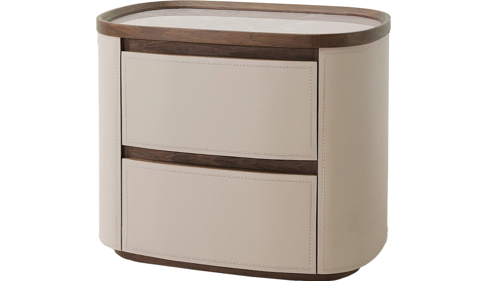 維克托馬鞍皮岩板床頭櫃