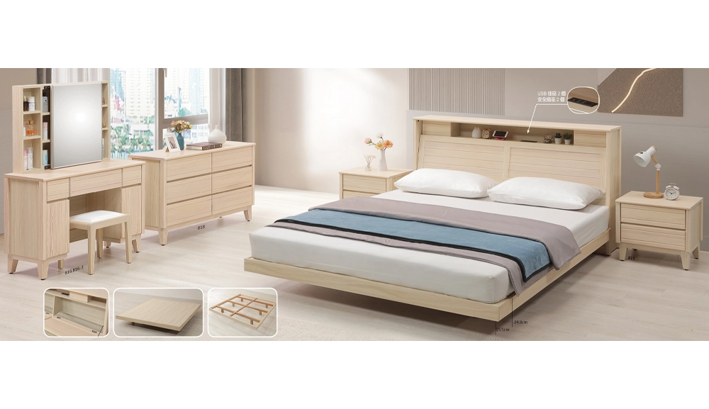 米樂實木洗白1.8尺床頭櫃