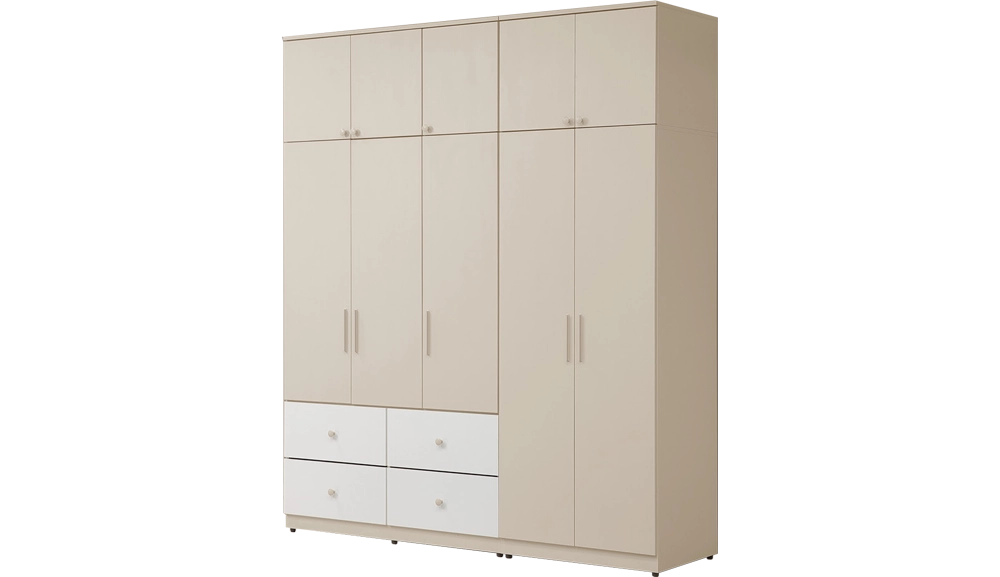 妮娜奶油風奶茶色衣櫥組合