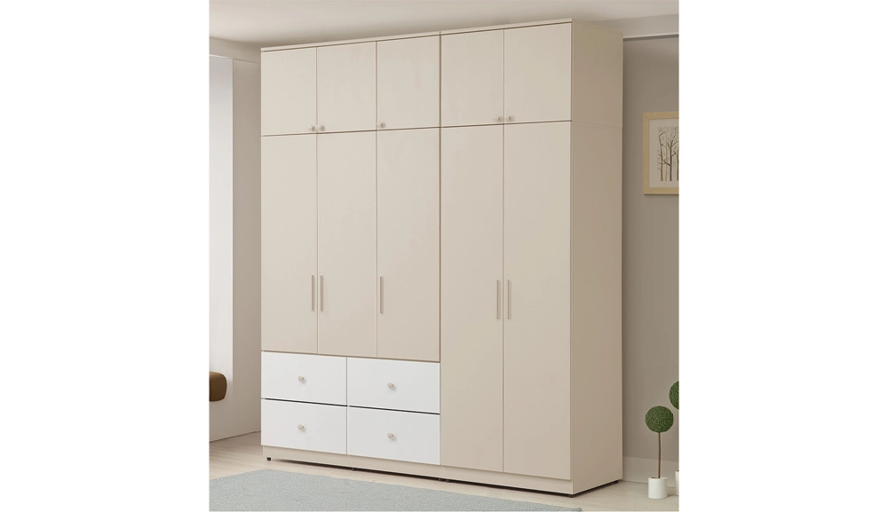 妮娜奶油風奶茶色衣櫥組合