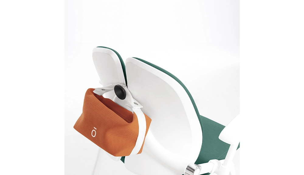 漢娜培訓椅(白色)(綠布)(附輪)