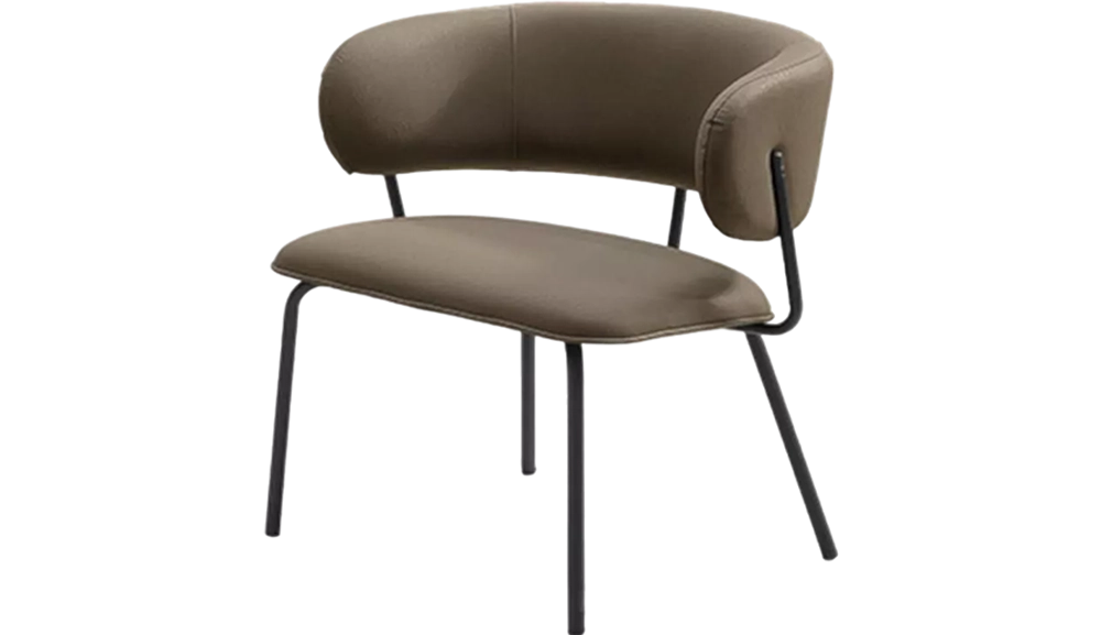 路比駝色皮鐵架單人椅