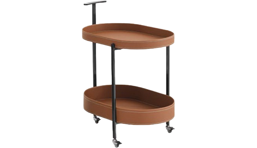 達米安深灰馬鞍皮滑輪邊几