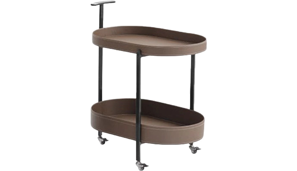 達米安深灰馬鞍皮滑輪邊几