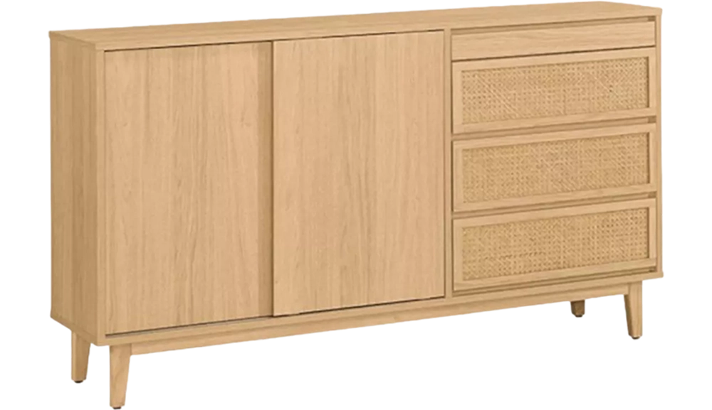 奈良原木色藤編5尺餐櫃下座