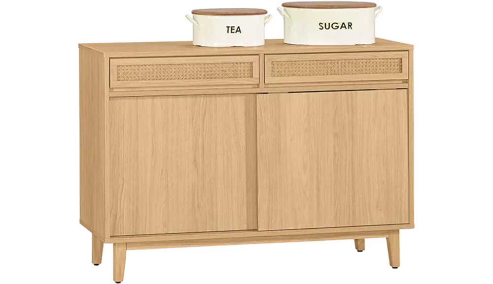 奈良原木色藤編4尺餐櫃下座