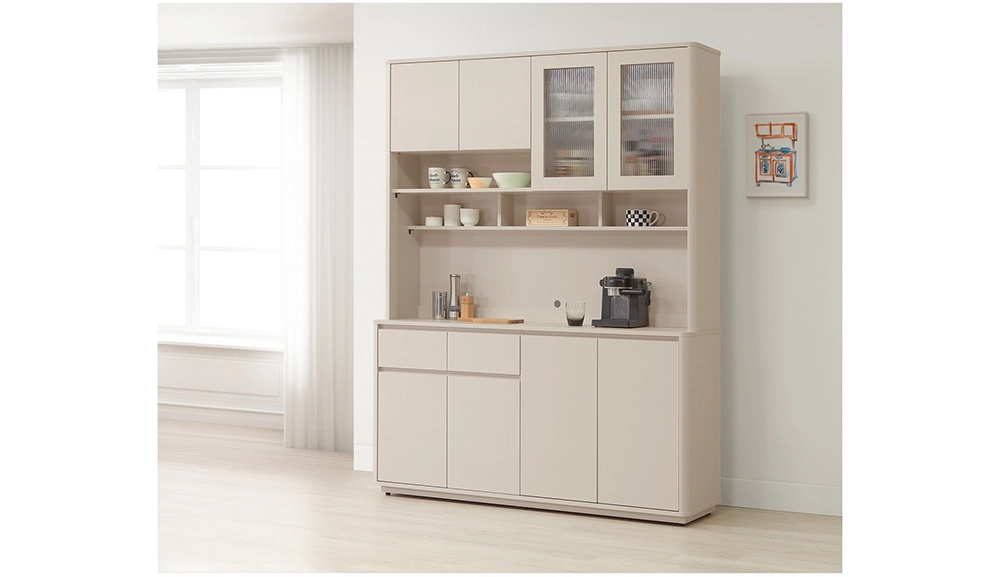 奶油風岩板餐櫃