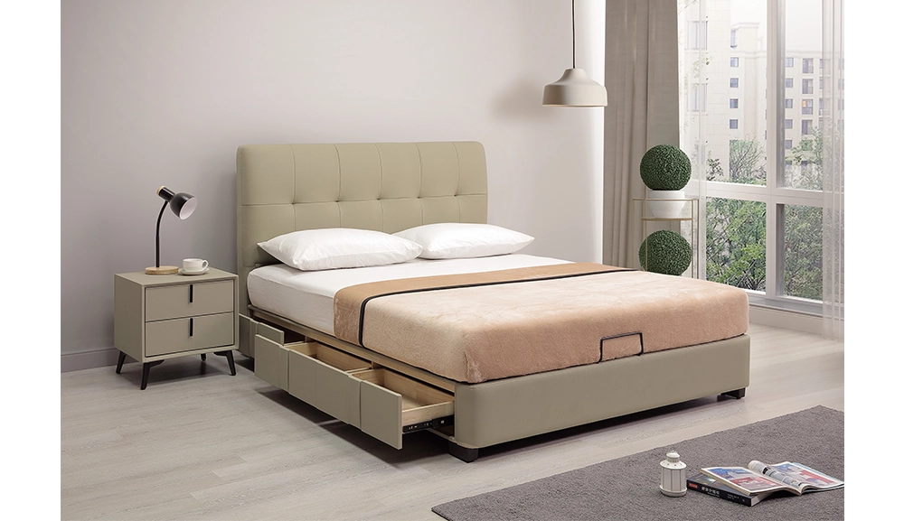 梅布爾半牛皮三抽床台