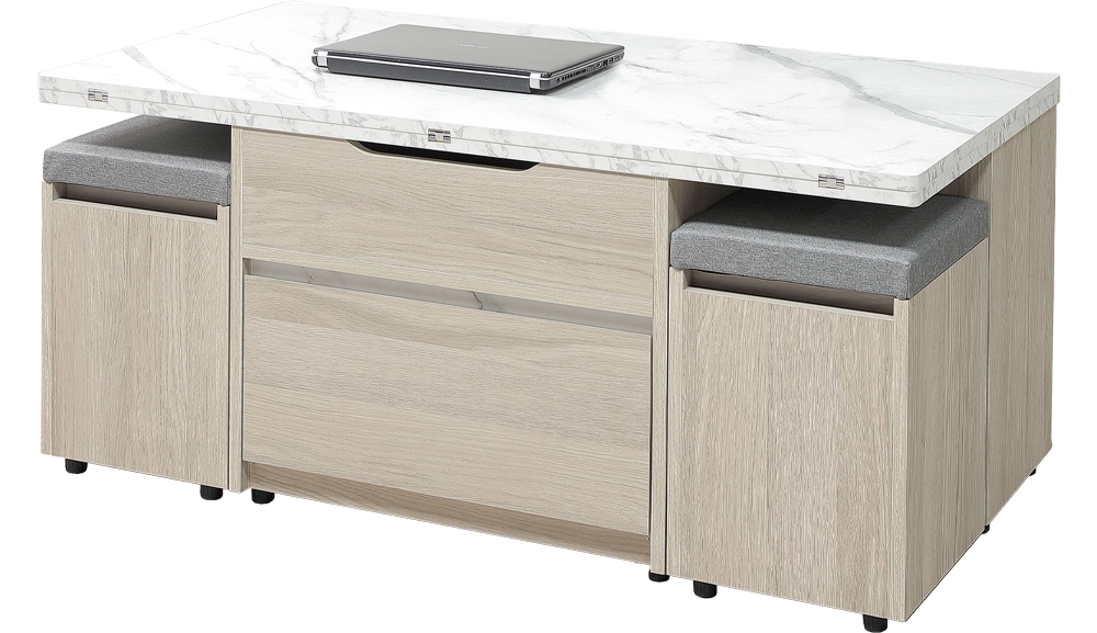 華格納4尺仿石面升降茶几