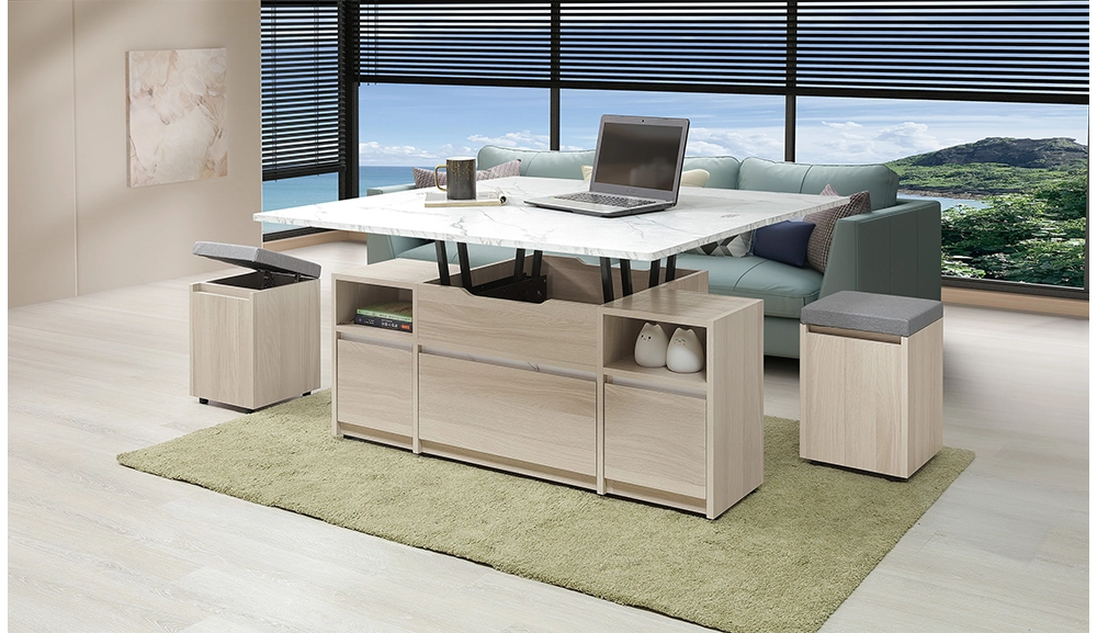 華格納4尺仿石面升降茶几