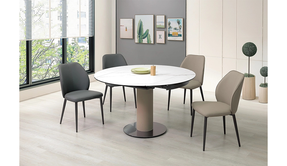 珊卓4尺複合陶板伸縮圓餐桌