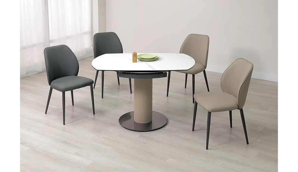 珊卓4尺複合陶板伸縮圓餐桌