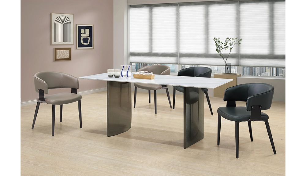 克勞斯比利白通體岩板餐桌