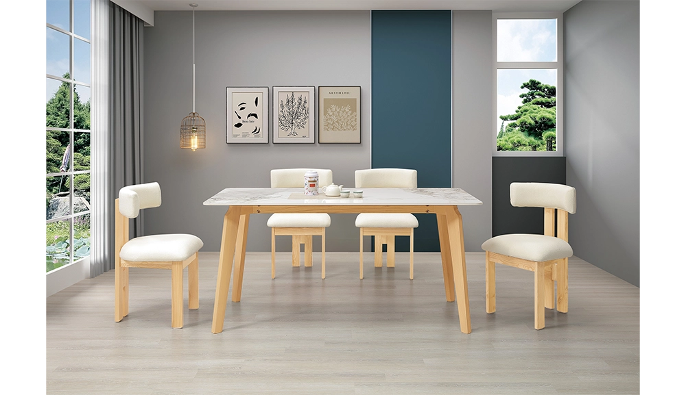 萊瑞原木岩板餐桌