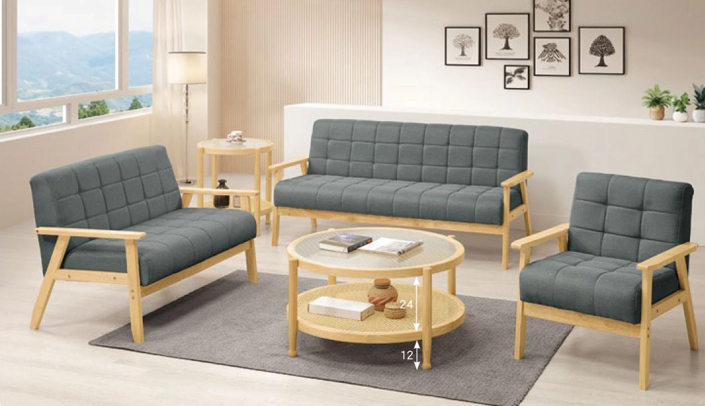 藤野深灰布沙發椅