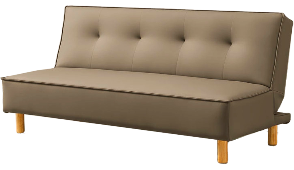 逗點淺咖色皮沙發床