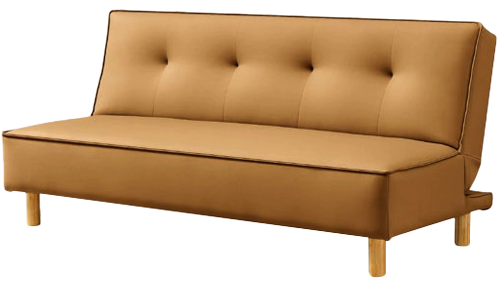 逗點淺咖色皮沙發床