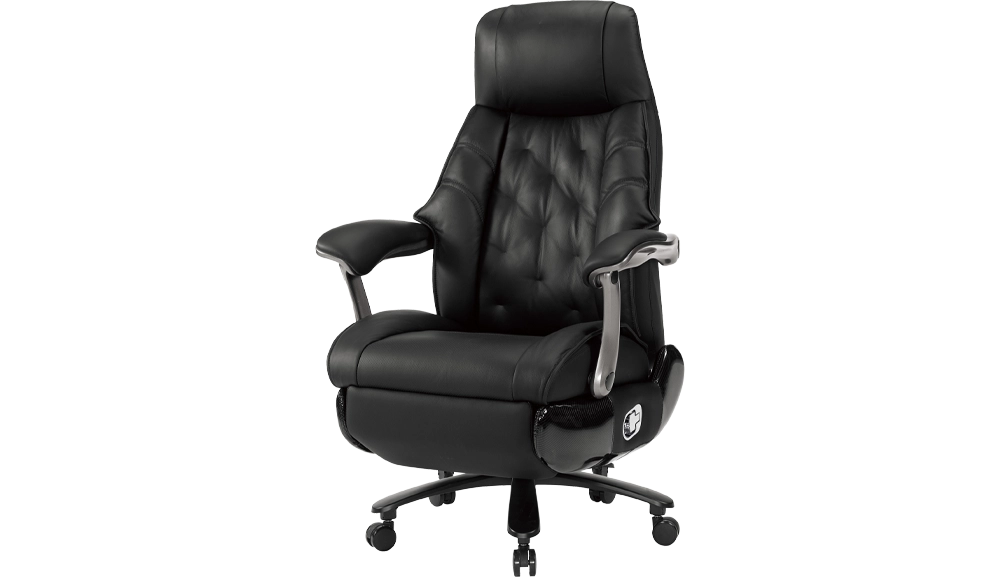 華爾達按摩牛皮辦公椅(黑色)