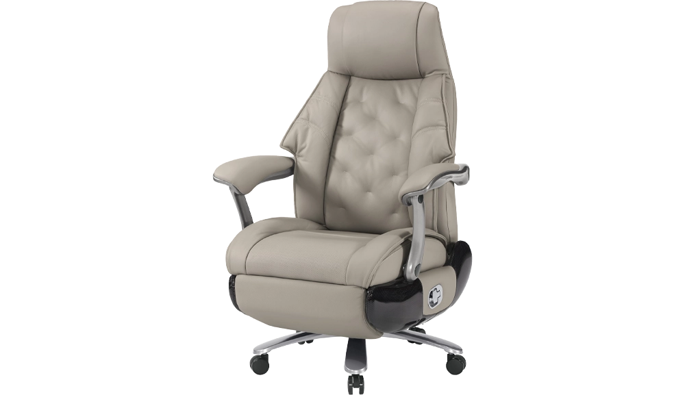 波伊登按摩牛皮辦公椅(淺灰)