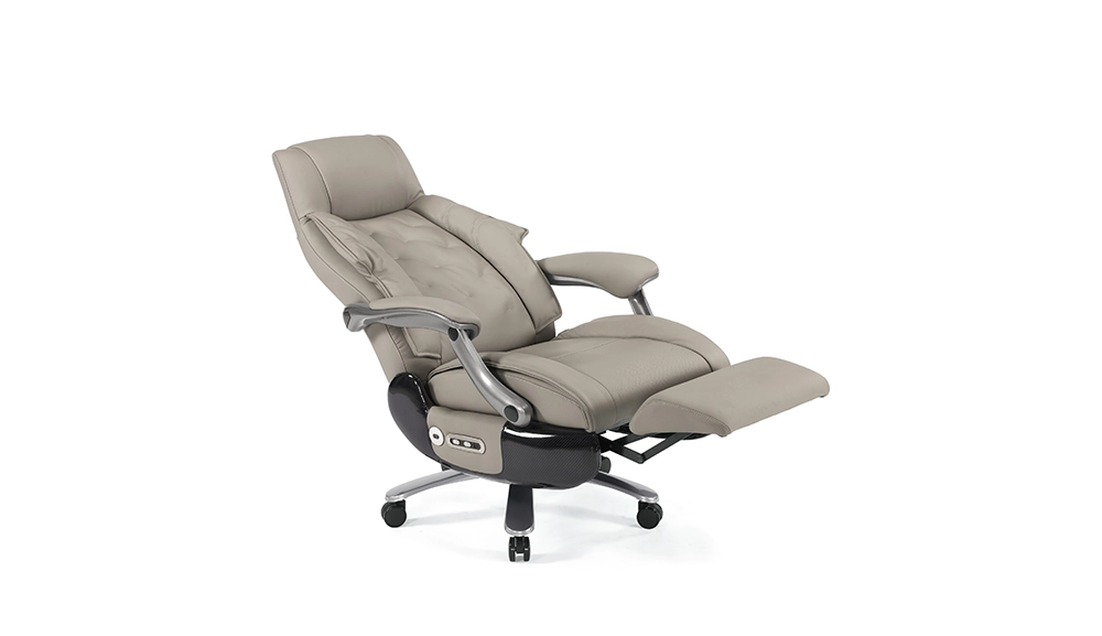 波伊登按摩牛皮辦公椅(淺灰)