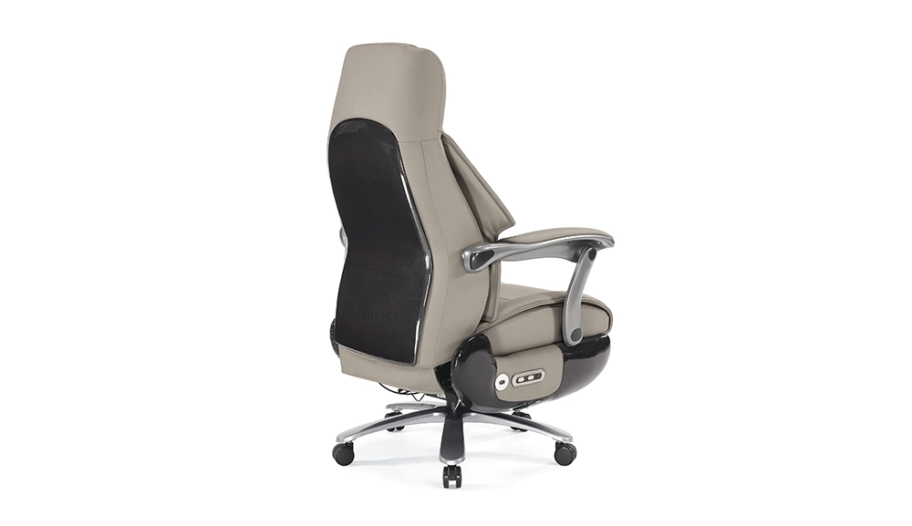 波伊登按摩牛皮辦公椅(淺灰)