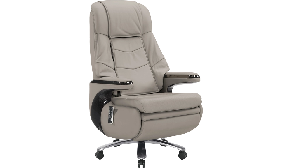 洛妮按摩牛皮辦公椅(灰白)