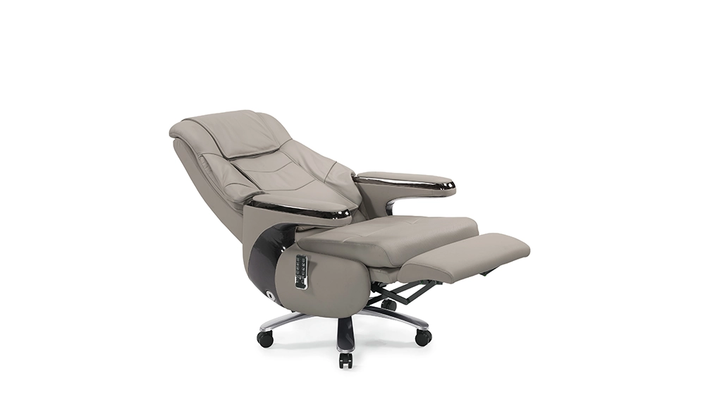 洛妮按摩牛皮辦公椅(灰白)