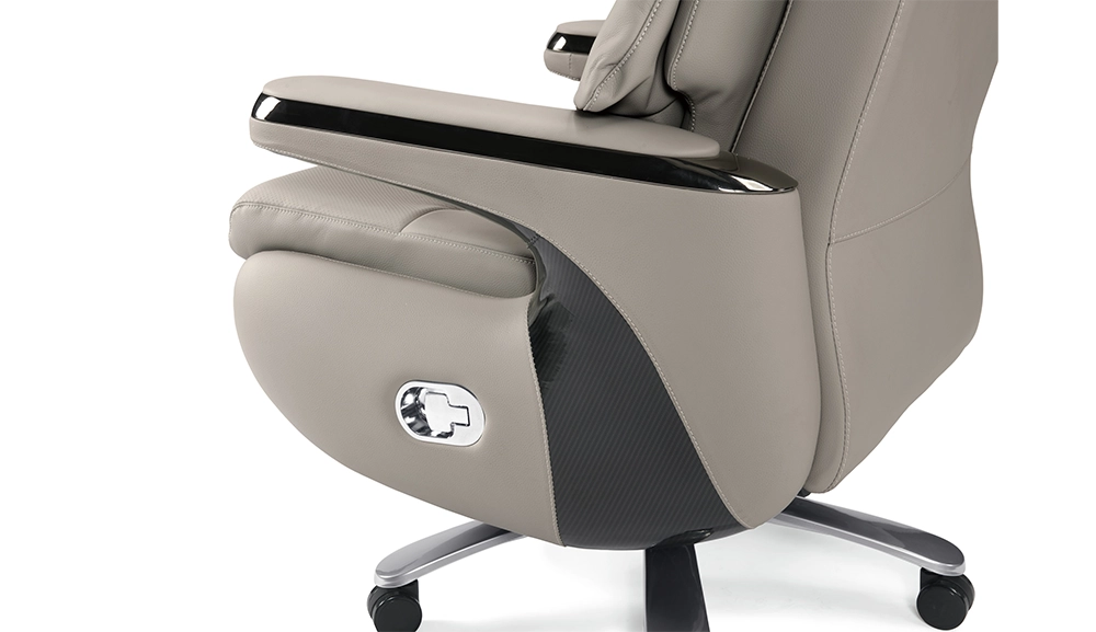 洛妮按摩牛皮辦公椅(灰白)