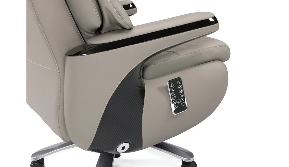 洛妮按摩牛皮辦公椅(灰白)