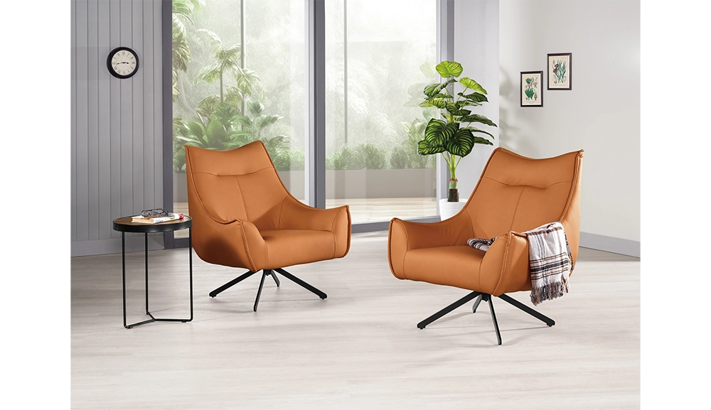 伊爾丹休閒椅(橘色皮)