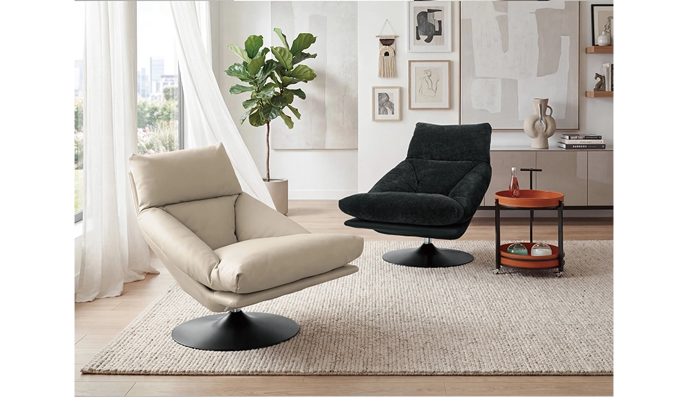 柏迪休閒椅(米色皮)