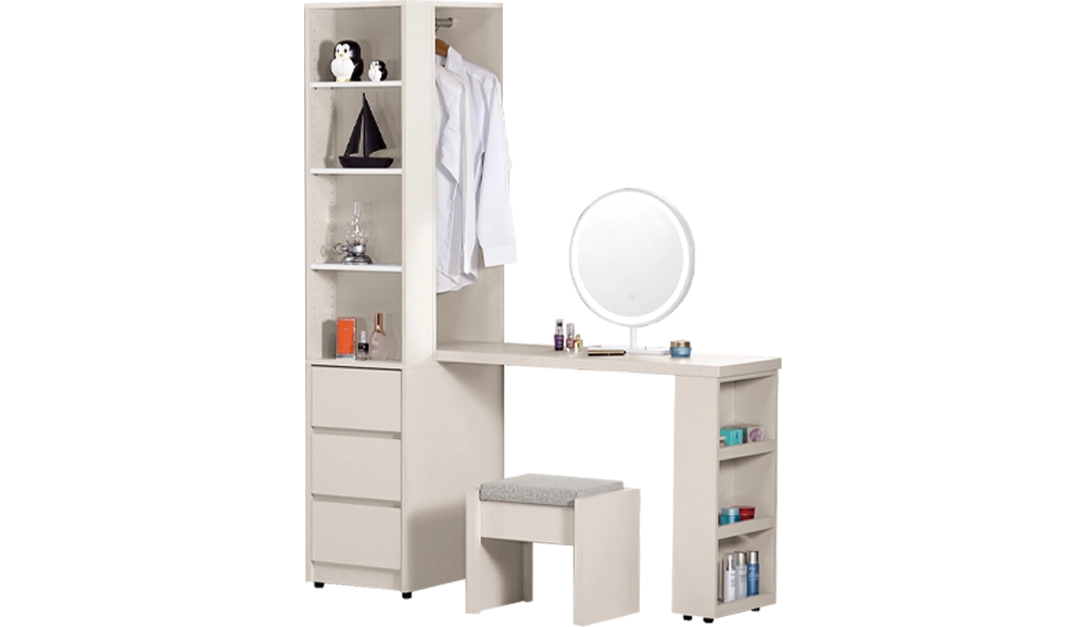 佩洛斯4尺多功能L型組合化妝台(全組)