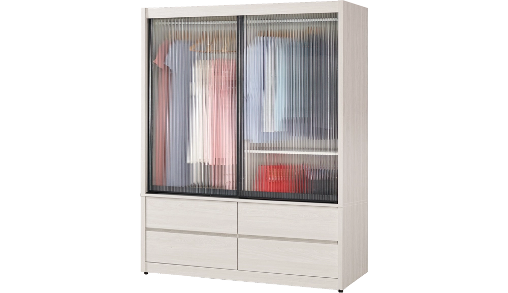 蘿克斯5尺鋁框四抽拉門衣櫥