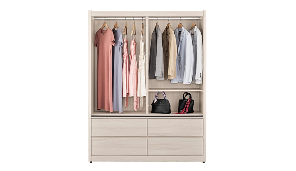 蘿克斯5尺鋁框四抽拉門衣櫥