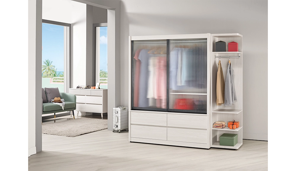 蘿克斯5尺鋁框四抽拉門衣櫥