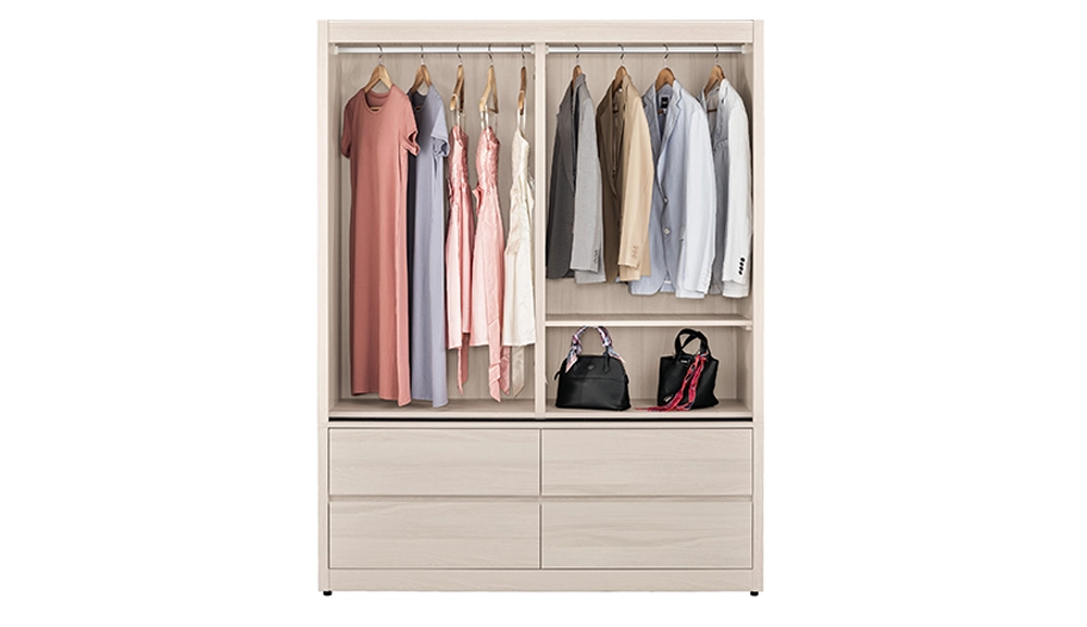 蘿克斯5尺鋁框四抽拉門衣櫥(黑玻璃)