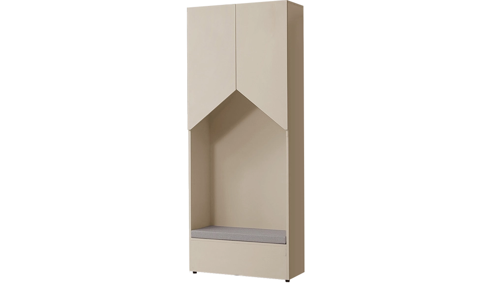 妮娜奶油風奶茶色6.5尺高雙門坐櫃