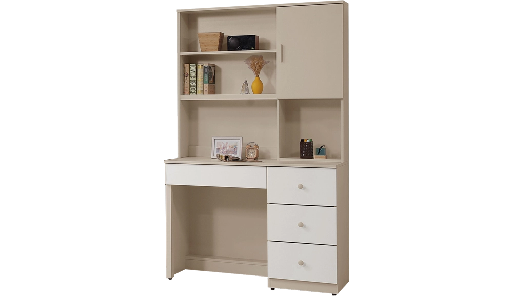 妮娜奶油風奶茶色3.5尺書桌(全組)