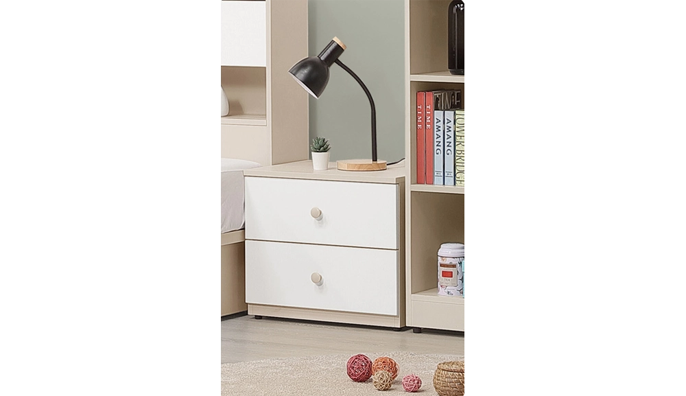 妮娜奶油風奶茶色床頭櫃