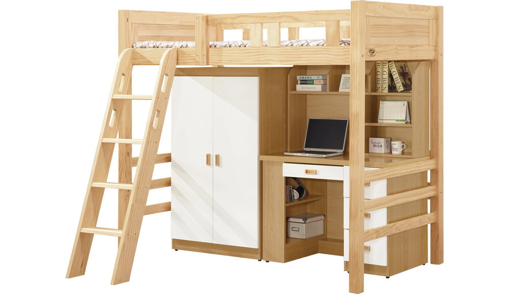 彼特3.5尺寬版樓梯高床(全組)(含衣櫥、電腦桌)