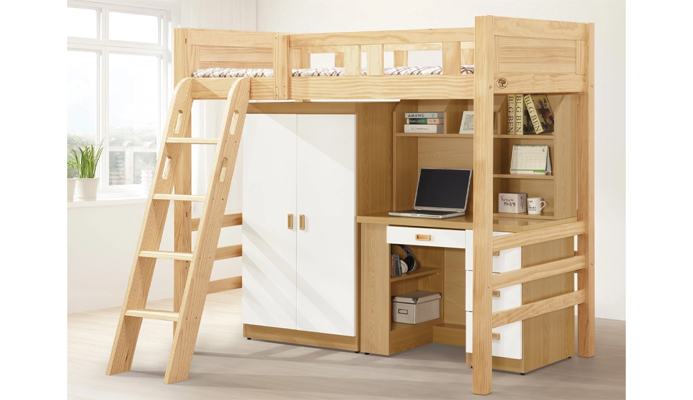 彼特3.5尺寬版樓梯高床(全組)(含衣櫥、電腦桌)