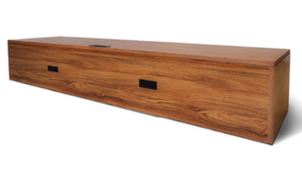 樟木色抽屜盒收納床