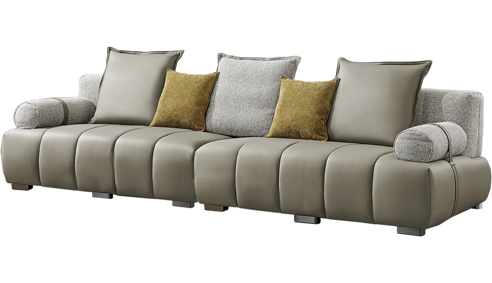 B56皮+布藝沙發四人位