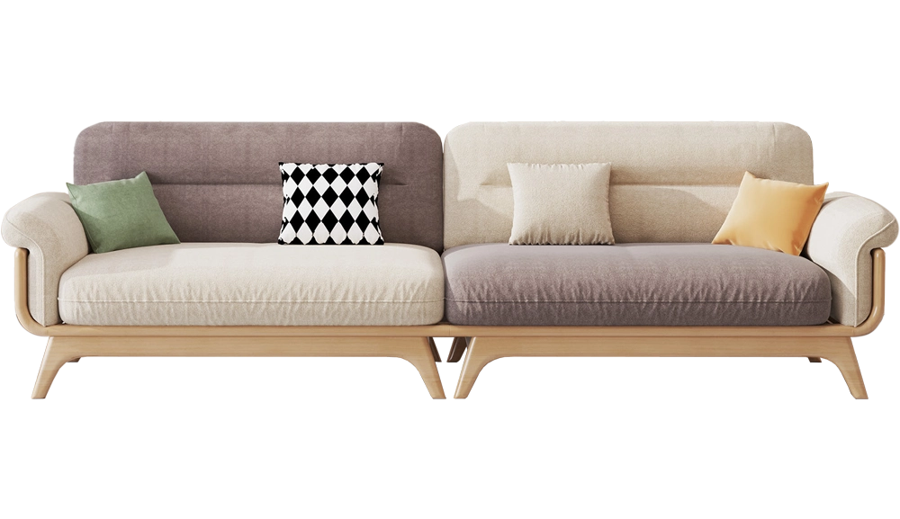 18橡膠木實木沙發四人位(原木色)