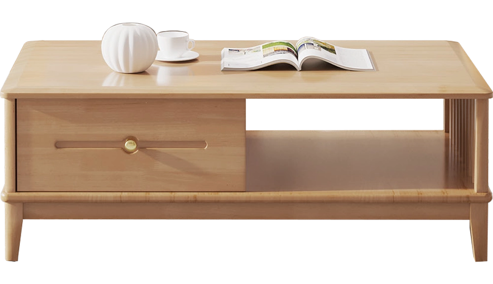 09橡膠木實木大茶几(原木色)