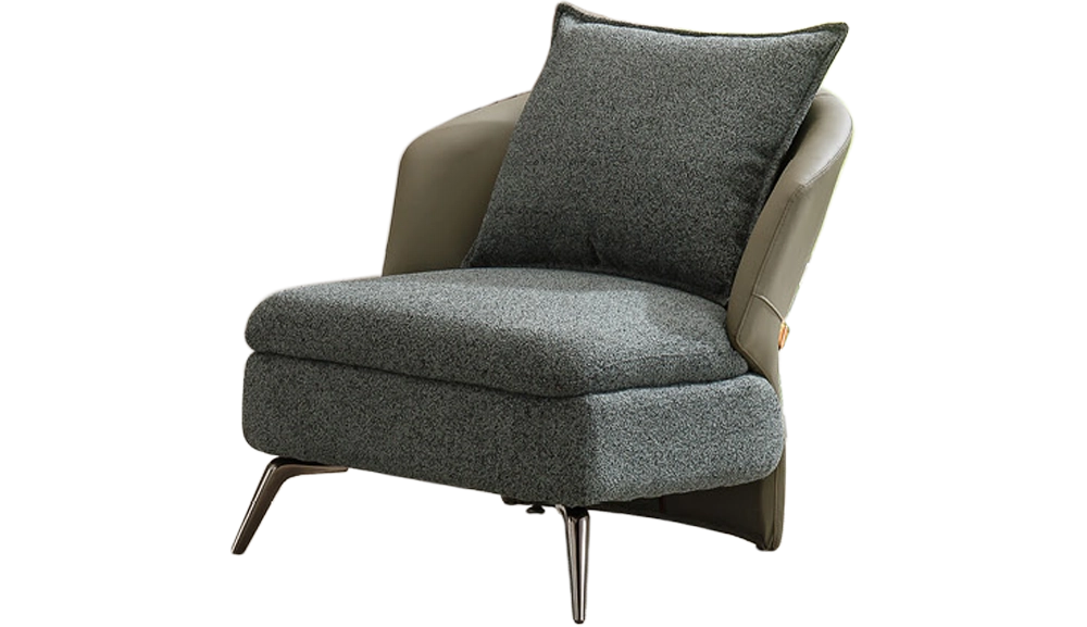 2481皮+布藝休閒椅(綠+深灰皮)