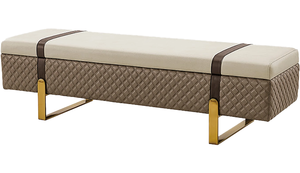 H23布藝置物床尾凳(淺灰+咖色)