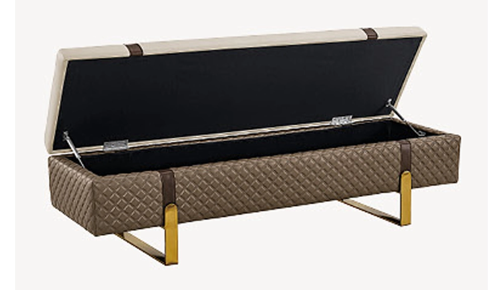 H23布藝置物床尾凳(淺灰+咖色)