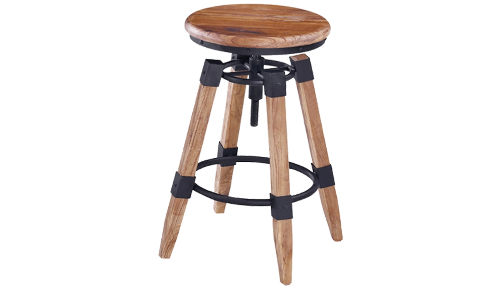 老榆木拼格吧椅