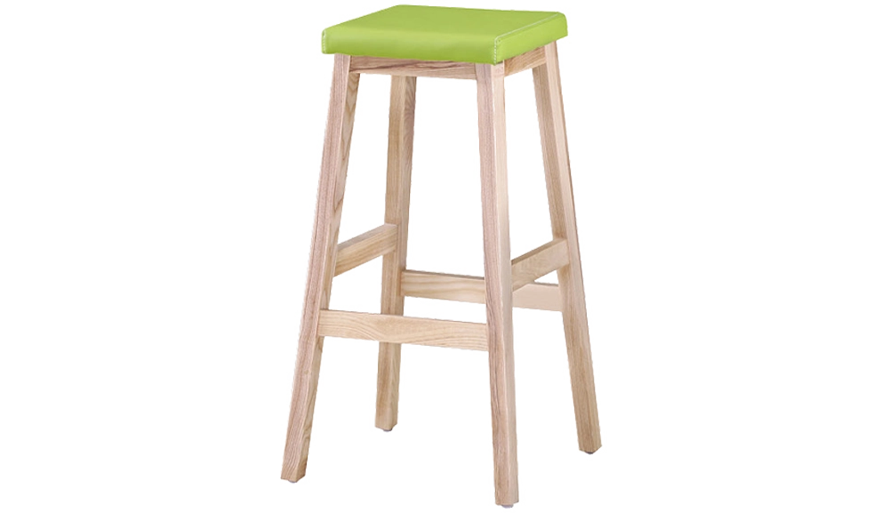 BY09綠色皮實木吧椅